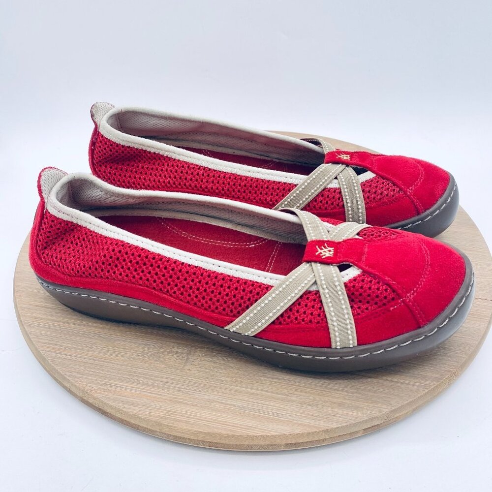 Terrasoles Echo Shoes Womens 9 Red Wool Cross Cross Sporty Flats